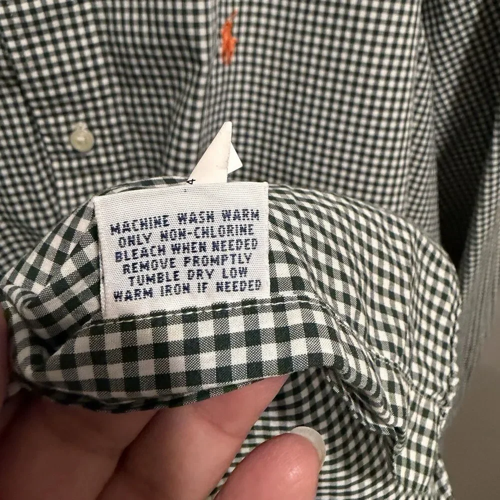 Polo Ralph Lauren Classic Fit Button Front Shirt Men 4XLT Green Gingham Plaid